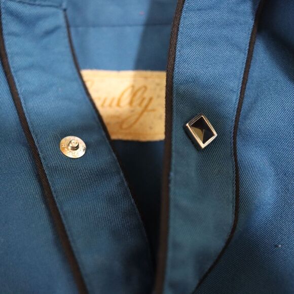 Scully Vintage Blue Western Pearl Snap Rockabilly Mens Snap Button Shirt LG - Picture 13 of 16